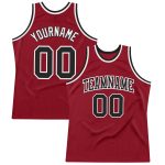 Custom Maroon Basketball Jersey - Authentic Black and White Throwback Style Custom Maroon Black-White Authentic Throwback