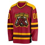Custom Maroon Gold Black Hockey Jersey Personalized Style 7964 Custom Maroon Gold-Black Hockey Jersey Style 7964