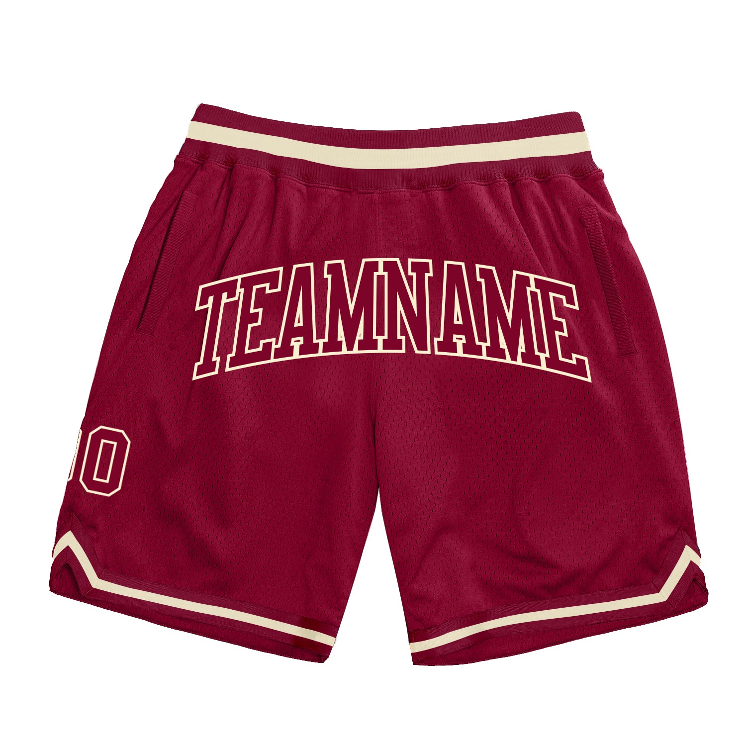Custom Maroon Cream Basketball Shorts Authentic Throwback Style Custom Maroon Maroon-Cream Authentic Throwback Basketball