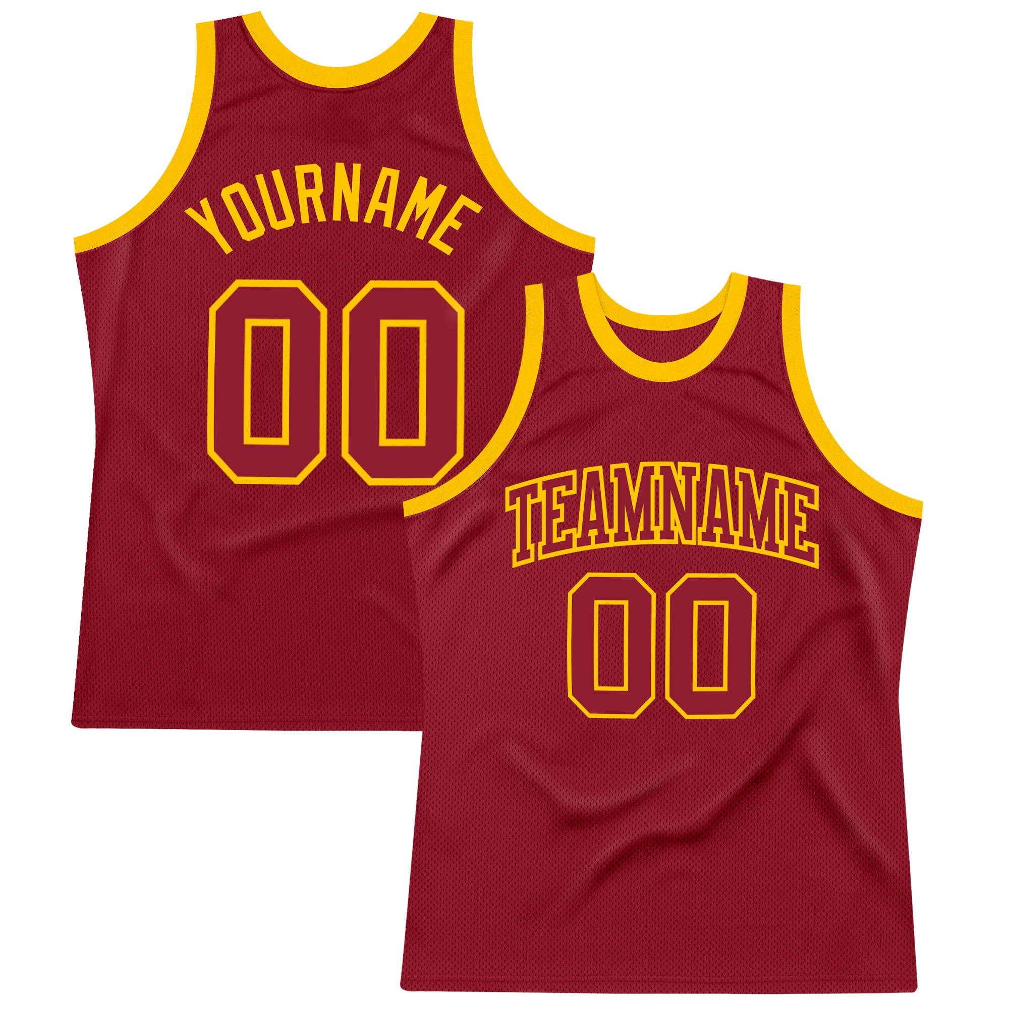 Custom Maroon Gold Basketball Jersey - Authentic Throwback Design Custom Maroon Maroon-Gold Authentic Throwback Basketball