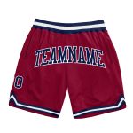 Custom Maroon Navy White Basketball Shorts Authentic Throwback Style Custom Maroon Navy-White Authentic Throwback Basketball