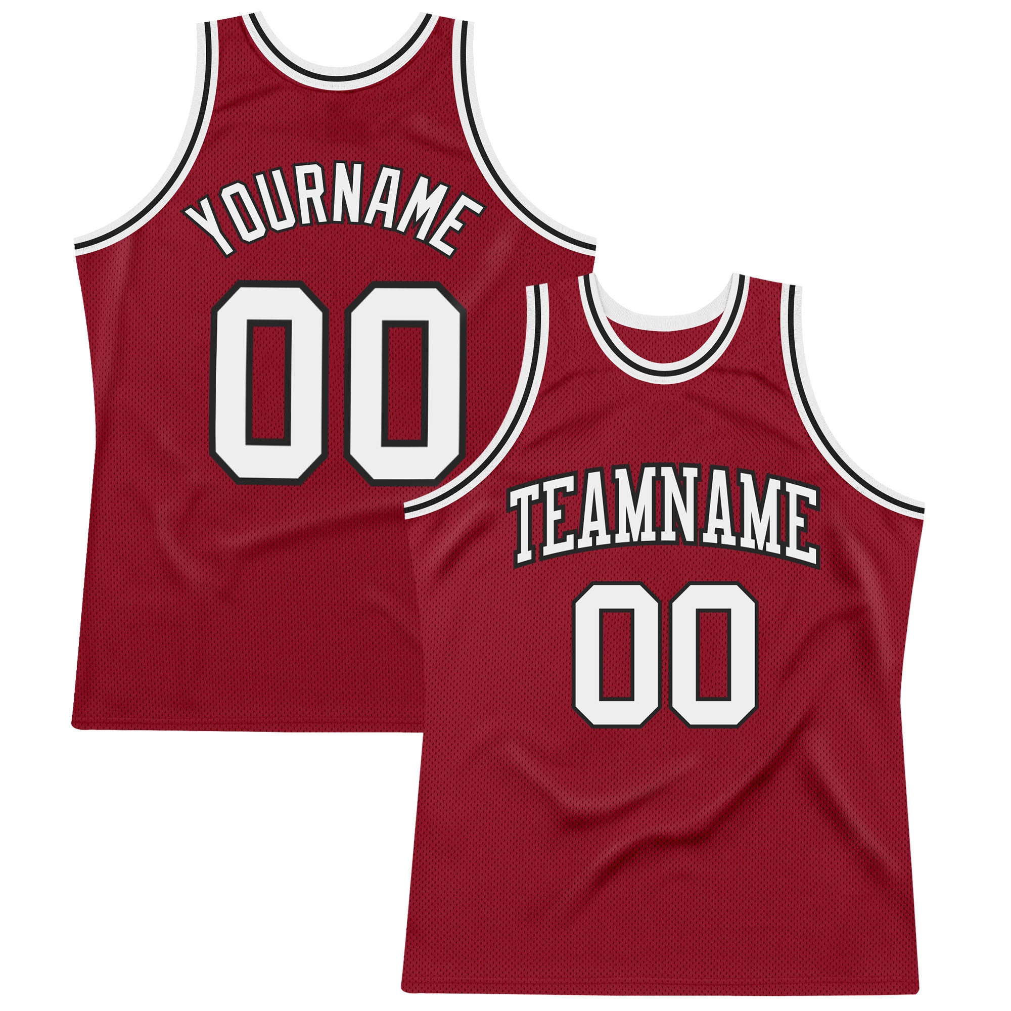 Authentic Custom Maroon and White-Black Throwback Basketball Jersey Custom Maroon White-Black Authentic Throwback Basketball