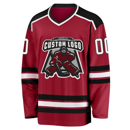 Custom Maroon and Black Hockey Jersey for Men, Women, Kids - Personalized Sports Apparel Custom Maroon White-Black Hockey