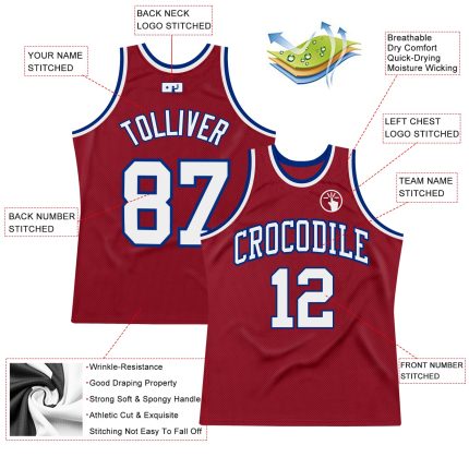 Maroon White-Royal Custom Authentic Throwback Basketball Jersey Custom Maroon White-Royal Authentic Throwback Basketball