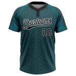Midnight Green Two-Button Unisex Softball Jersey Black-White Custom Design Custom Midnight Green Black-White Two-Button Unisex