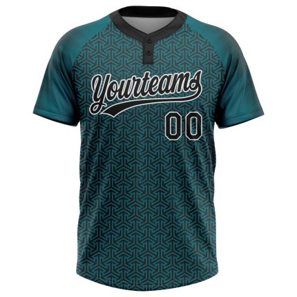 Midnight Green Two-Button Unisex Softball Jersey Black-White Custom Design Custom Midnight Green Black-White Two-Button Unisex