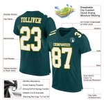 Custom Midnight Green White Gold Authentic Football Jersey - Mesh Design Custom Midnight Green White-Gold Mesh Authentic