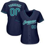 Custom Navy and Aqua Authentic Baseball Jersey - Personalized Sports Apparel Custom Navy Aqua-White Authentic Baseball Jersey