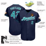 Custom Navy and Aqua Authentic Baseball Jersey - Personalized Sports Apparel Custom Navy Aqua-White Authentic Baseball Jersey