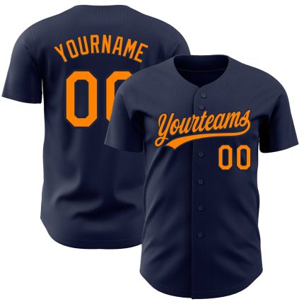 Navy Blaze Orange Custom Authentic Baseball Jersey for Men and Women Custom Navy Blaze Orange-Navy Authentic Baseball Jersey