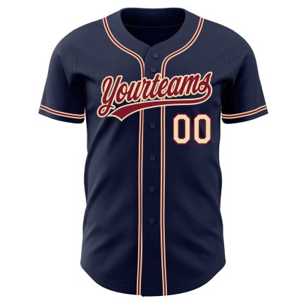 Navy Custom Baseball Jersey Cream-Crimson City Design Authentic MLB Apparel Custom Navy City Cream-Crimson Authentic Baseball