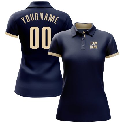 Custom Navy Cream Golf Polo Shirt for Performance Wear - Mens Apparel Custom Navy Cream Performance Golf Polo Shirt