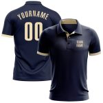 Custom Navy Cream Golf Polo Shirt for Performance Wear - Mens Apparel Custom Navy Cream Performance Golf Polo Shirt