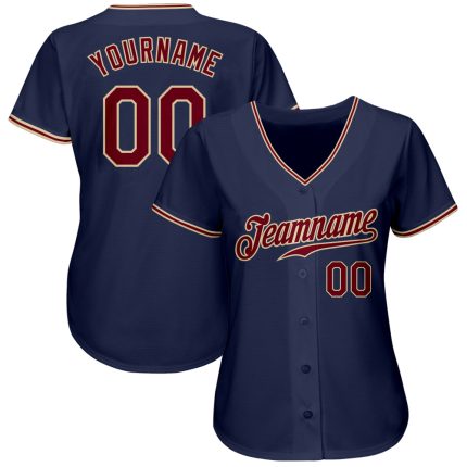 Custom Navy Crimson City Cream Baseball Jersey - Authentic Design Custom Navy Crimson-City Cream Authentic Baseball Jersey