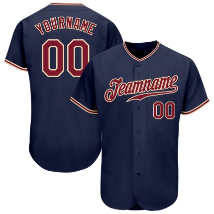Custom Navy Crimson City Cream Baseball Jersey - Authentic Design Custom Navy Crimson-City Cream Authentic Baseball Jersey
