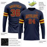 Navy Crimson-Gold Performance Long Sleeve T-Shirt - Custom Salute to Service Custom Navy Crimson-Gold Long Sleeve Performance