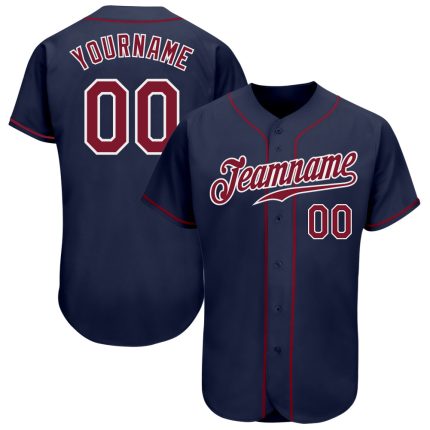Custom Baseball Jersey - Navy Red White Authentic Team Jersey Custom Navy Crimson-White Authentic Baseball Jersey