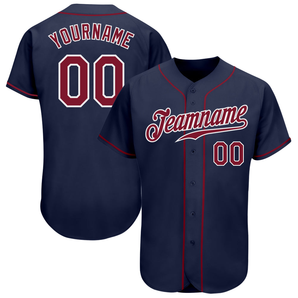 Custom Baseball Jersey - Navy Red White Authentic Team Jersey Custom Navy Crimson-White Authentic Baseball Jersey