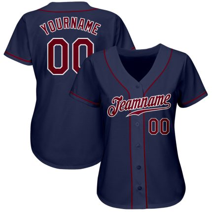 Custom Baseball Jersey - Navy Red White Authentic Team Jersey Custom Navy Crimson-White Authentic Baseball Jersey