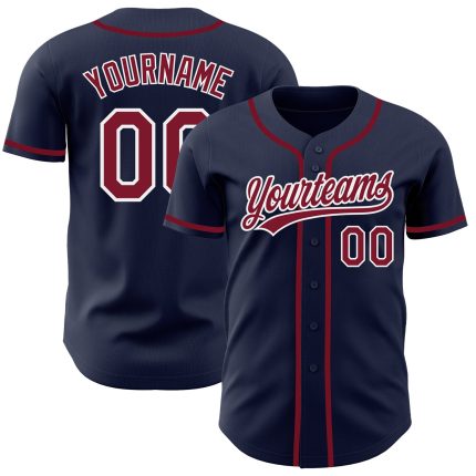 Custom Navy Crimson and White Authentic Baseball Jersey for Men, Style 9733 Custom Navy Crimson-White Authentic Baseball