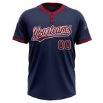 Custom Navy Crimson-White Softball Jersey Unisex Two-Button Design Custom Navy Crimson-White Two-Button Unisex Softball Jersey