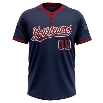 Custom Navy Crimson-White Softball Jersey Unisex Two-Button Design Custom Navy Crimson-White Two-Button Unisex Softball Jersey