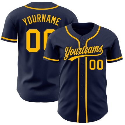 Custom navy and gold baseball jersey