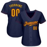 Navy Gold Crimson Custom Baseball Jersey - Authentic Design for All Fans Custom Navy Gold-Crimson Authentic Baseball Jersey