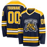 Navy Gold-White Custom Hockey Jersey for Men and Women - Personalized Sports Apparel Custom Navy Gold-White Hockey Jersey