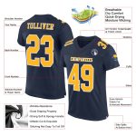 Navy Gold White Custom Authentic Football Jersey - Mesh Design for Comfort Custom Navy Gold-White Mesh Authentic Football