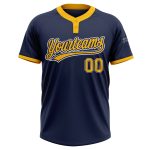 Navy Gold-White Custom Softball Jersey for Men and Women - Two-Button Design Custom Navy Gold-White Two-Button Unisex Softball