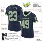 Navy Gray Neon Green Custom Mesh Football Jersey Authentic Throwback Custom Navy Gray-Neon Green Mesh Authentic Throwback
