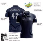 Custom Navy Gray Performance Golf Polo - Mens Stylish Activewear Shirt Custom Navy Gray Performance Golf Polo Shirt
