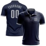 Custom Navy Gray Performance Golf Polo - Mens Stylish Activewear Shirt Custom Navy Gray Performance Golf Polo Shirt