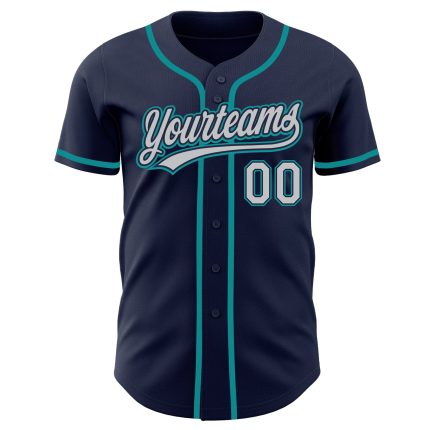 Custom Navy Gray Teal Baseball Jersey - Authentic Sports Apparel for Fans Custom Navy Gray-Teal Authentic Baseball Jersey