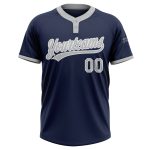 Custom Navy Gray White Two-Button Unisex Softball Jersey for Teams and Fans Custom Navy Gray-White Two-Button Unisex Softball