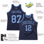 Authentic Throwback Basketball Jersey Custom Navy Light Blue Design Custom Navy Light Blue Authentic Throwback Basketball