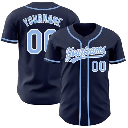 Custom Navy Light Blue White Baseball Jersey - Authentic Style 7263 Custom Navy Light Blue-White Authentic Baseball Jersey
