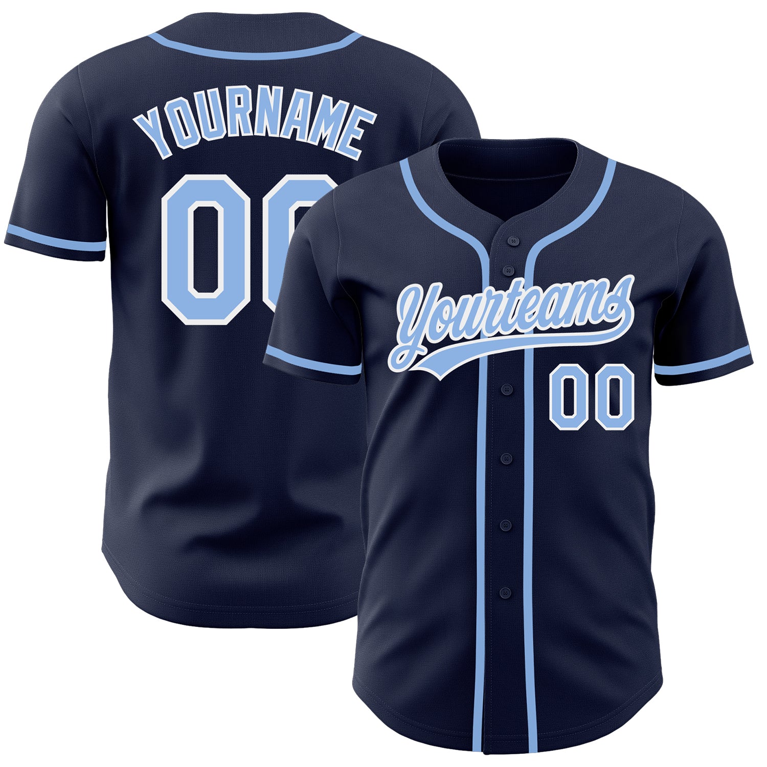 Custom Navy Light Blue White Baseball Jersey - Authentic Style 7263 Custom Navy Light Blue-White Authentic Baseball Jersey