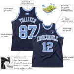 Custom Basketball Jersey - Authentic Throwback in Navy, Light Blue & White Custom Navy Light Blue-White Authentic Throwback