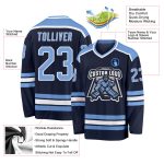 Custom Navy Light Blue White Hockey Jersey - Personalized Team Sports Apparel Custom Navy Light Blue-White Hockey Jersey