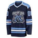 Custom Navy Light Blue White Hockey Jersey - Personalized Team Sports Apparel Custom Navy Light Blue-White Hockey Jersey