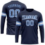 Navy Blue Light Blue White Performance Long Sleeve T-Shirt Salute to Service Custom Navy Light Blue-White Long Sleeve Performance