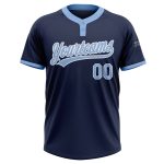 Custom Navy Light Blue White Unisex Softball Jersey - Two-Button Design, Soft Fabric, Perfect for Team Sports Custom Navy
