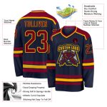 Navy Maroon Gold Custom Hockey Jersey for Men and Women, Personalized Jerseys Custom Navy Maroon-Gold Hockey Jersey
