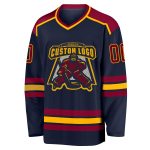 Navy Maroon Gold Custom Hockey Jersey for Men and Women, Personalized Jerseys Custom Navy Maroon-Gold Hockey Jersey