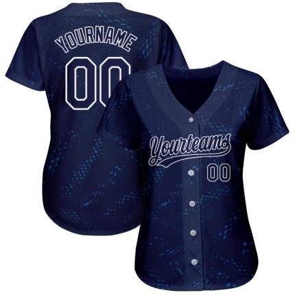 Custom Navy-Black 3D Pattern Authentic Baseball Jersey for Men Custom Navy Navy-Black 3D Pattern Design Authentic Baseball