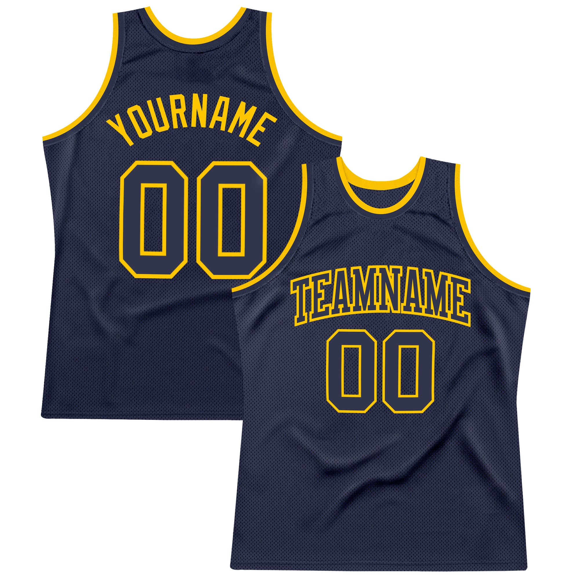 Custom Navy Gold Basketball Jersey | Authentic Throwback Design Custom Navy Navy-Gold Authentic Throwback Basketball Jersey