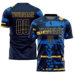 Custom Navy and Gold Soccer Jersey - Sublimation Design Soccer Uniform Custom Navy Navy-Gold Sublimation Soccer Uniform Jersey