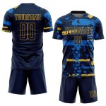 Custom Navy and Gold Soccer Jersey - Sublimation Design Soccer Uniform Custom Navy Navy-Gold Sublimation Soccer Uniform Jersey